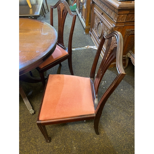 357 - Dark Wood Round Dining Table & Four Chairs