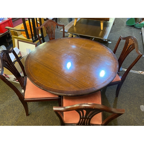 357 - Dark Wood Round Dining Table & Four Chairs