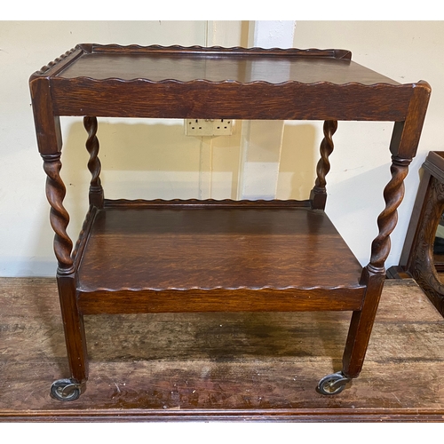 358 - Vintage Wooden Trolley on Metal Casters