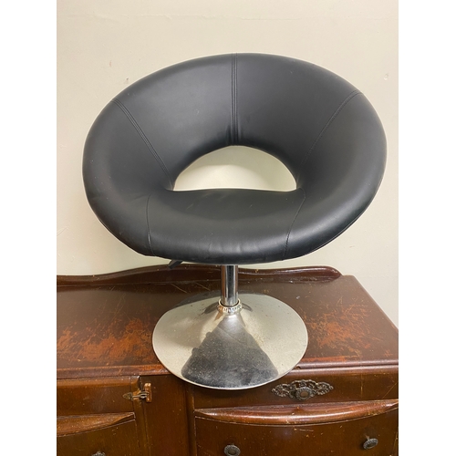 360 - Black Faux Leather Swivel Chair on Chrome Base