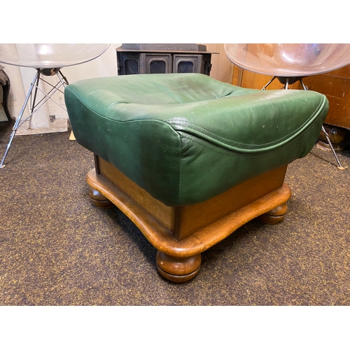 361 - Green Leather Footstool