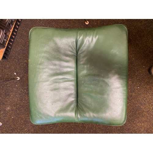 361 - Green Leather Footstool