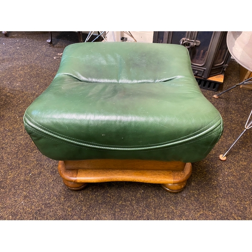 361 - Green Leather Footstool