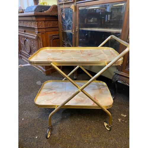 362 - Marble Look Vintage Tea Trolley