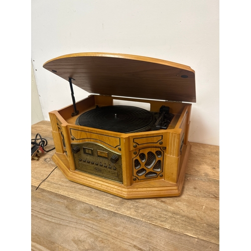 97 - Vintage style record player with CD and cassette