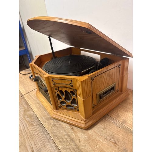 97 - Vintage style record player with CD and cassette