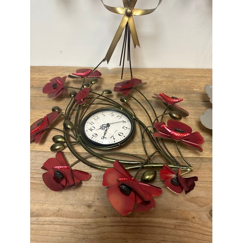 193 - Quantity of Metal Wall Art including Clock