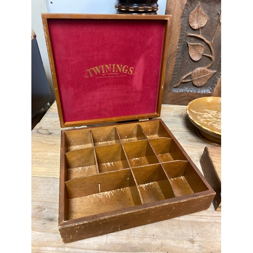 206 - Collection of Wooden Items including Twinings Tea Box