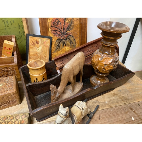 207 - Large Quantity of Treen including Folding Camel Bowl and Trays