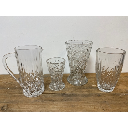 254 - 3x Crystal Vases and Pitcher