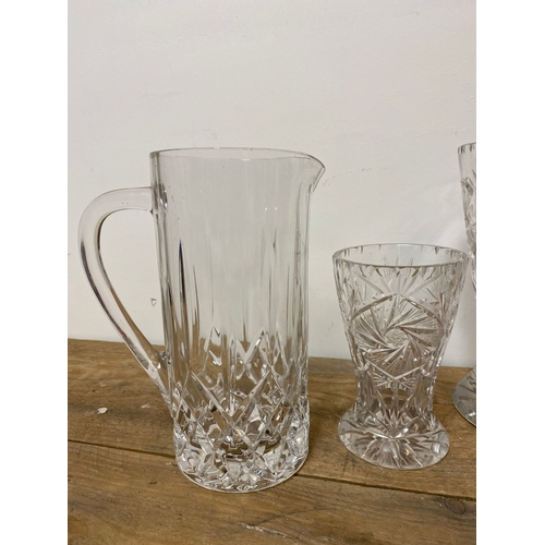 254 - 3x Crystal Vases and Pitcher