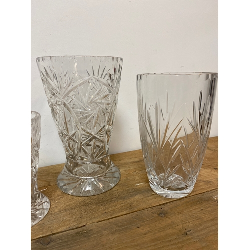 254 - 3x Crystal Vases and Pitcher