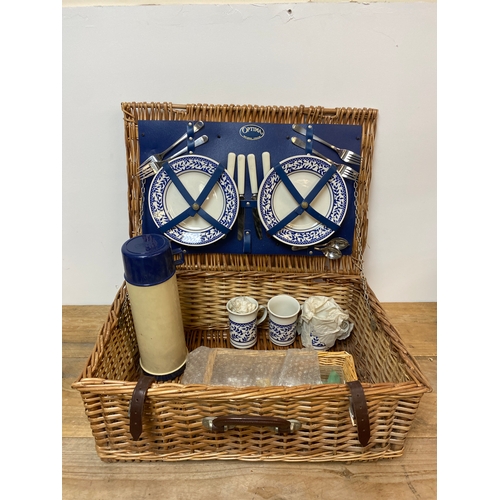 266 - Picnic Set in Wicker Basket with Original Thermos Flask