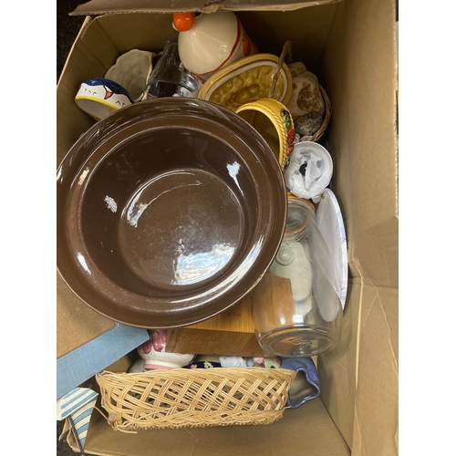 277 - 3 large boxes containing plates, bowls, globe lamp (af) and Homeware