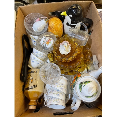 291 - 4 boxes of ceramics and kitchen items