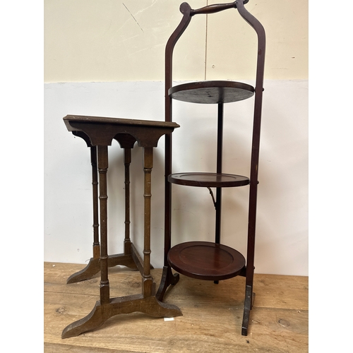 317 - Folding cake stand and small side table