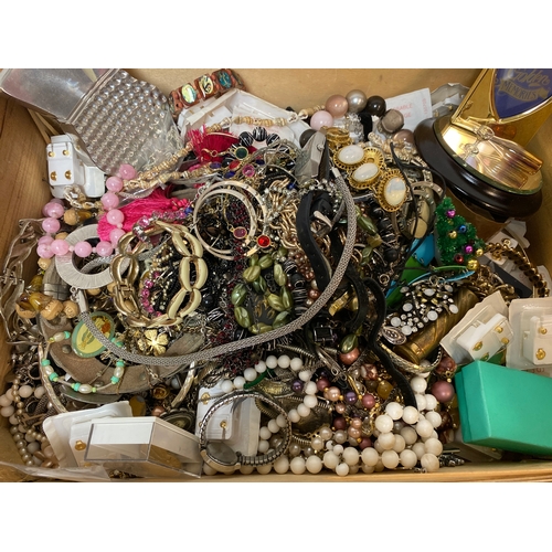 41 - Large Quantity of Assorted Costume Jewellery with Hip Flask