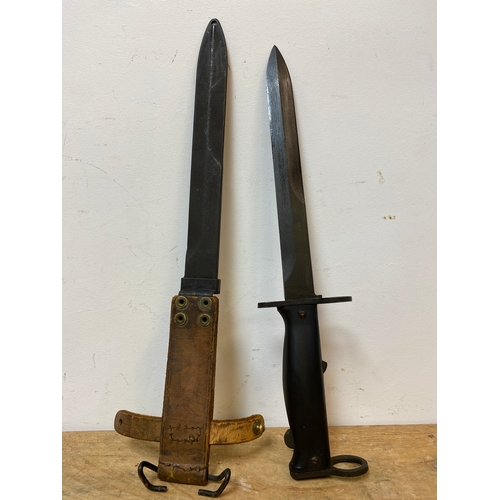 56 - Vintage Training Bayonet with Steel and Leather Sheath, age unknown