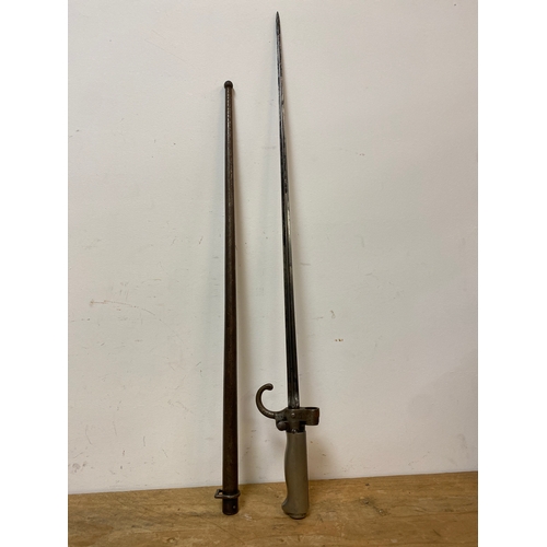 57 - French Bayonet and Scabbard M1886 with Quillon, stamped 83804 RP