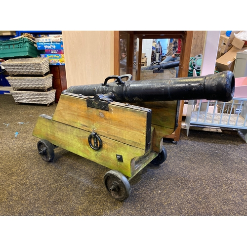 65 - Cast 45” Cannon on Wooden Cart, overall Length Approx. 55”