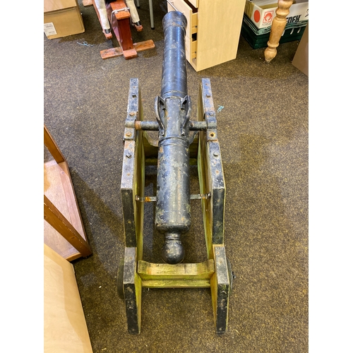 65 - Cast 45” Cannon on Wooden Cart, overall Length Approx. 55”