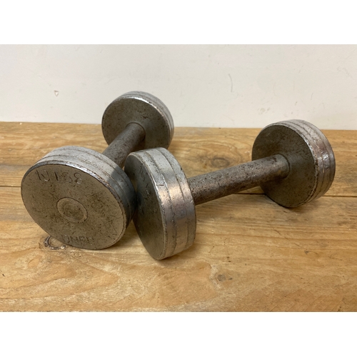 74 - Vintage 10lb Steel Dumbell Pair