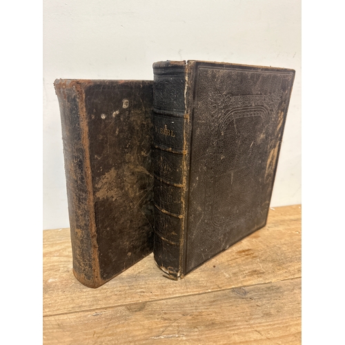 77 - Pair of antique Welsh bibles.