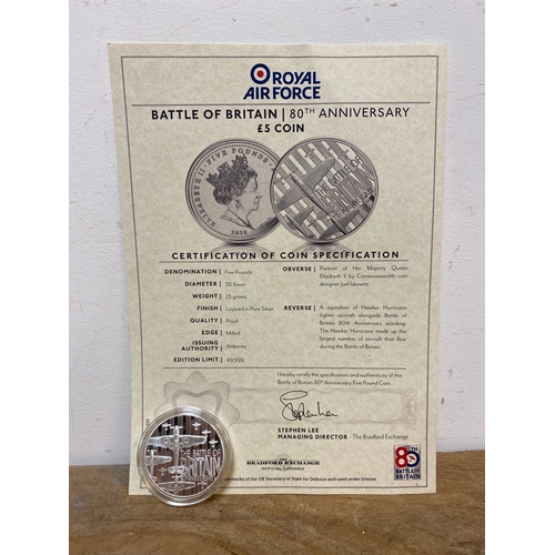 84 - 2020 Solid Silver 25g Battle of Britain 80th Anniversary £5 Coin with Certificate