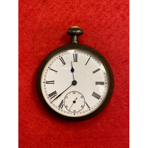 95 - Antique Omega Gun Metal Pocket Watch, Working Order - serial no.1525578