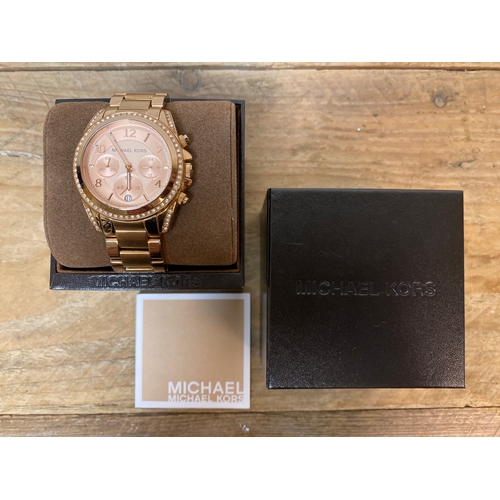 99 - Michael Kors Rose Gold Tone Wristwatch with Box, working order