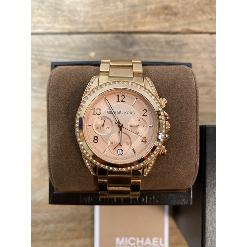 99 - Michael Kors Rose Gold Tone Wristwatch with Box, working order