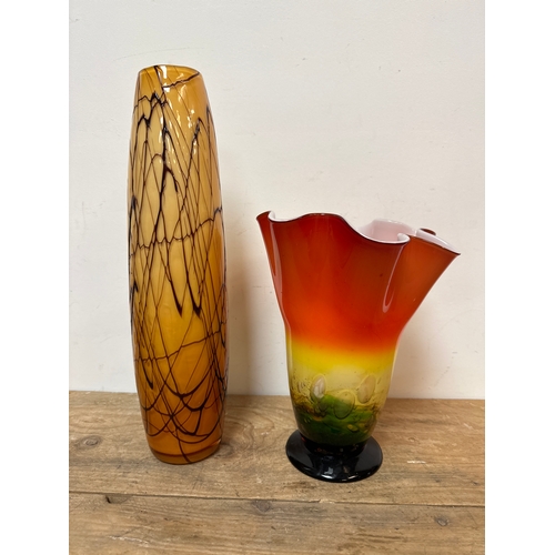 102 - Two decorative glass vases