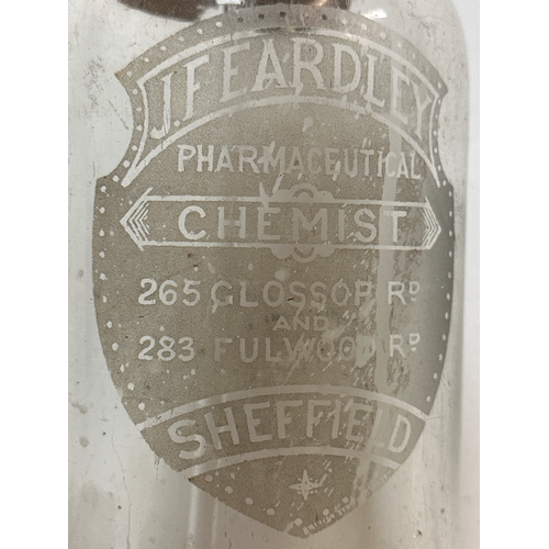 116 - RARE 1940s J.F Eardley Pharmaceutical Chemists soda bottle. Sheffield