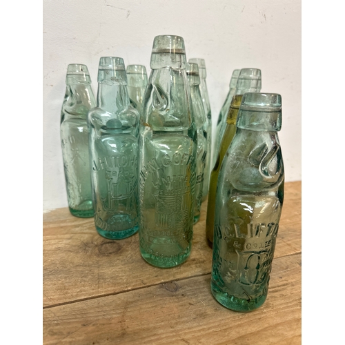 118 - Collection of 10 antique glass codd bottles all complete with glass marbles