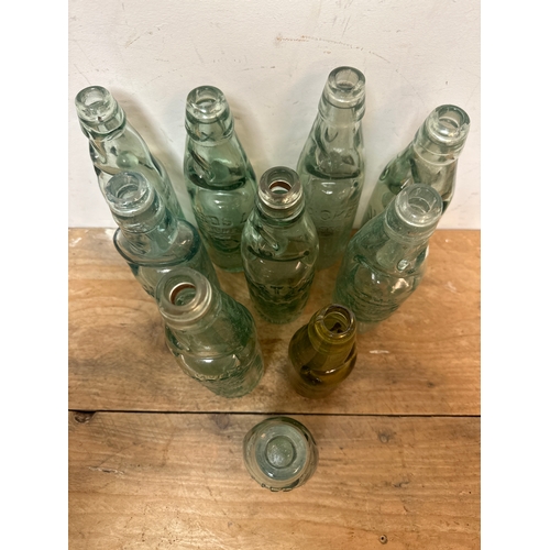 118 - Collection of 10 antique glass codd bottles all complete with glass marbles