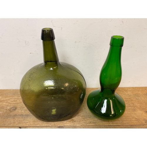 123 - Pair of Large Vintage Green Glass Bottles