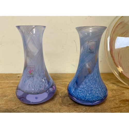 131 - Pair of Caithness Glass Vases and Murano Glass Bowl