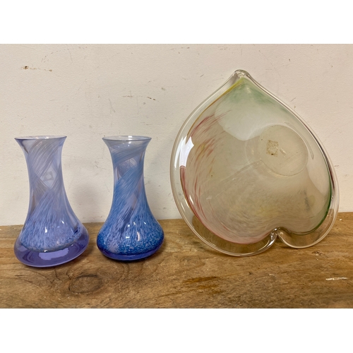 131 - Pair of Caithness Glass Vases and Murano Glass Bowl