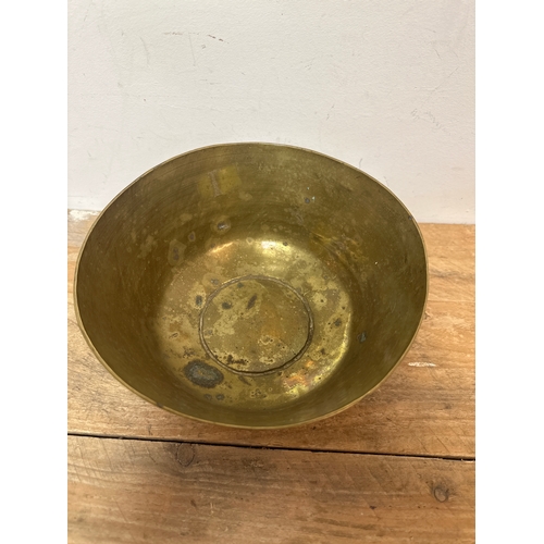 137 - Vintage Middle Eastern decorative brass bowl 8.5” diameter