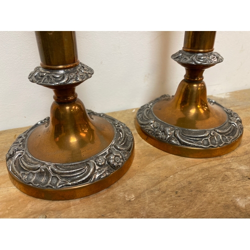 174 - Pair of Art Deco Copper Candlesticks