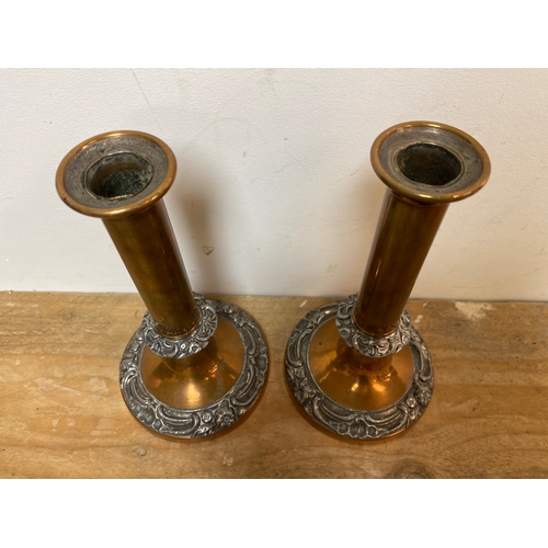 174 - Pair of Art Deco Copper Candlesticks