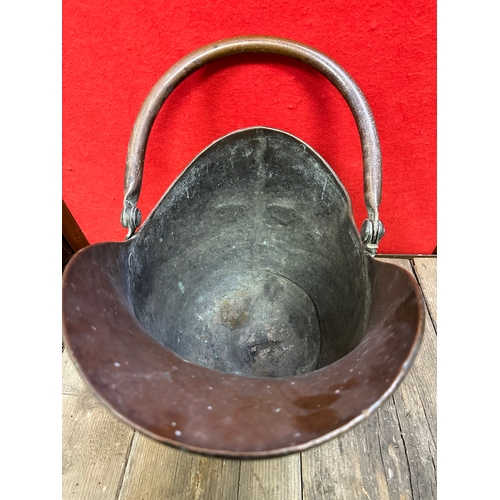 178 - Heavy antique copper coal bucket