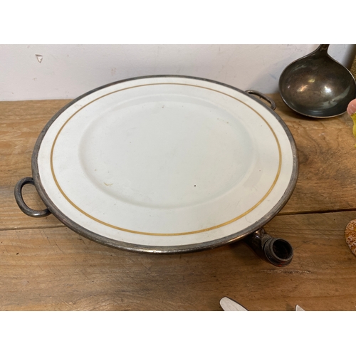 180 - Quantity of Metalware to Include Cutlery and Vintage Harrods Plate Warmer