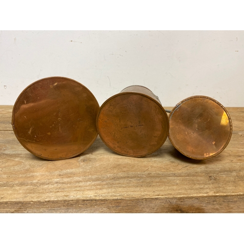 181 - Set of Three Graduated Copper Cider Measures, English c19th Century