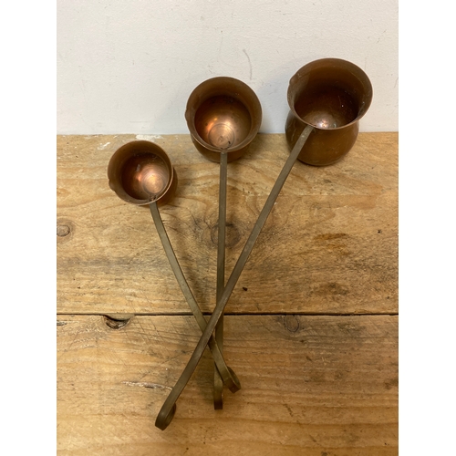 182 - Set of Three Copper Spirit Ladles, c.19th Century