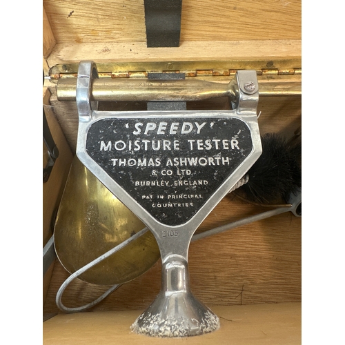 188 - Thomas Ashworth Speedy Moisture Tester .Photometer. Scales. Original Fitted Box