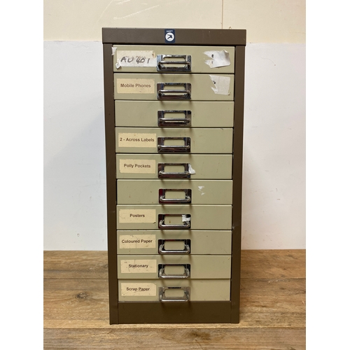 192 - Bank of Ten Metal Storage Drawers