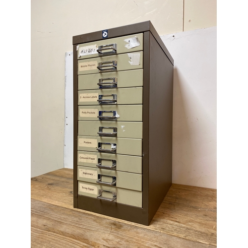 192 - Bank of Ten Metal Storage Drawers