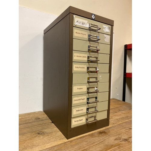 192 - Bank of Ten Metal Storage Drawers