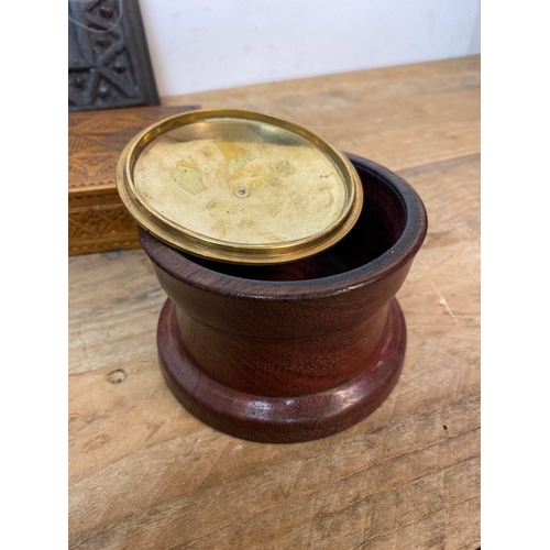 195 - Quantity of Treen including Decorative Boxes and Indonesian Puppet